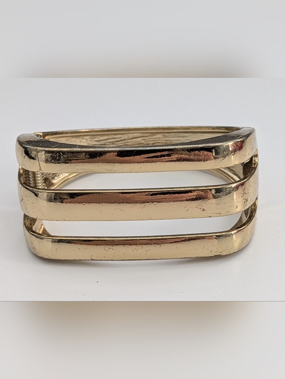 Bold, Wide & Chunky Gold-Tone Bangle Bracelet w/Side Opening
